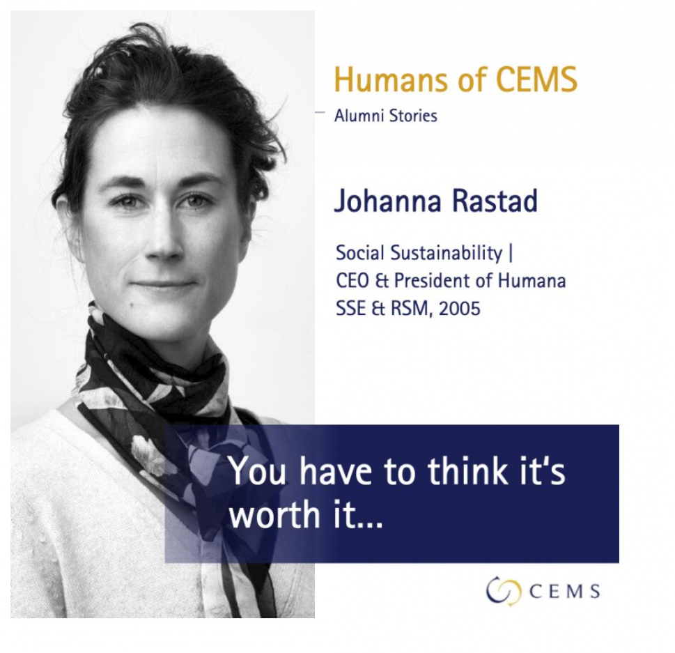 Humans of CEMS You have to think it is worth it